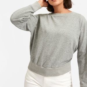 Everlane Lightweight French Terry Pleat Crewneck Sweatshirt XL Heather C…
